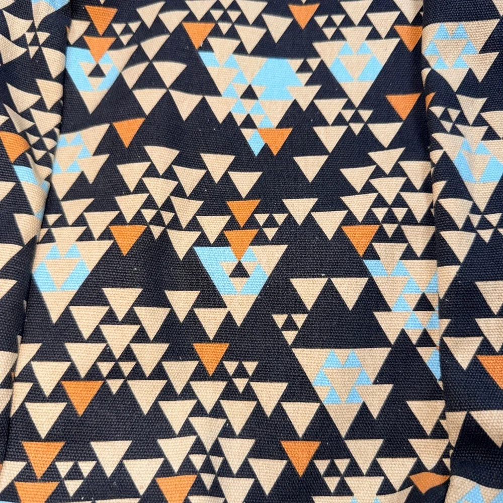 KAVU Rope Sling Bag Geometric Triangle Canvas Crossbody Black Blue Orange 16in